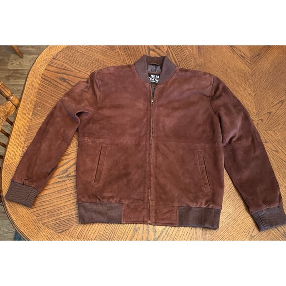 Vintage Suede Leather Rich Brown Bomber Jacket Men's L Coat - Picture 11 of 16